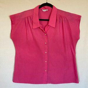 80s Hot Pink Judy Bond Button Down Blouse
